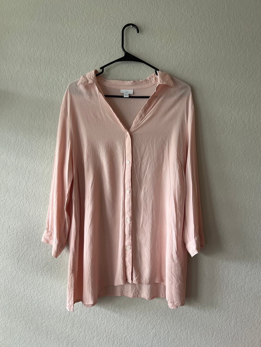 J.Jill Blush Pink 100% Rayon Button-Down Tunic Top